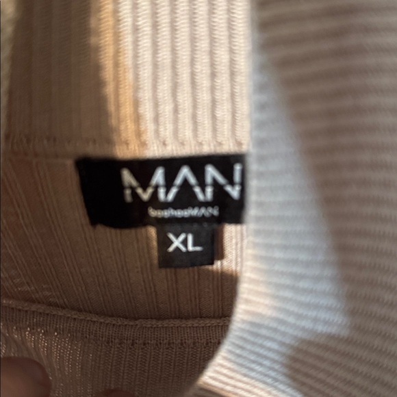 Mens XL slim ribbed beige sweater - Picture 2 of 3